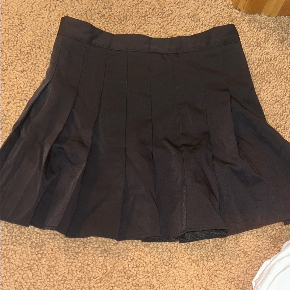 Cider Black Pleated Skater Skirt Skort - Built in Shorts